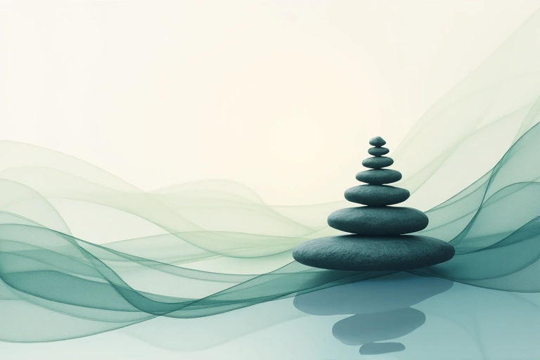 An abstract, artistic representation of balance and harmony, with flowing lines and soft, blending colors suggesting equilibrium and well-being.