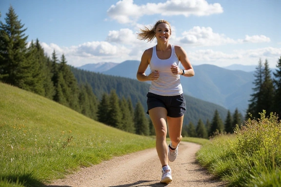 Woman running on a scenic trail