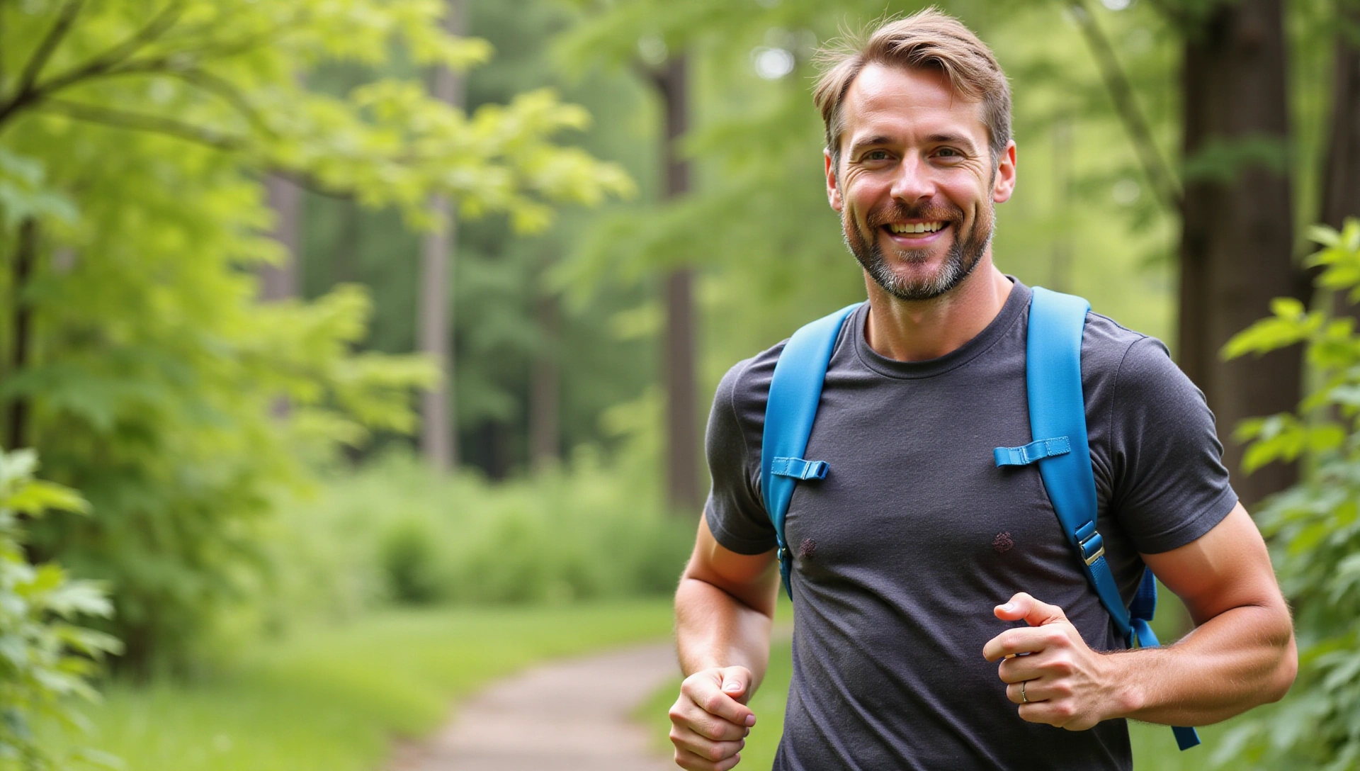 A vibrant, healthy man in a natural, active setting, symbolizing energy and vitality.