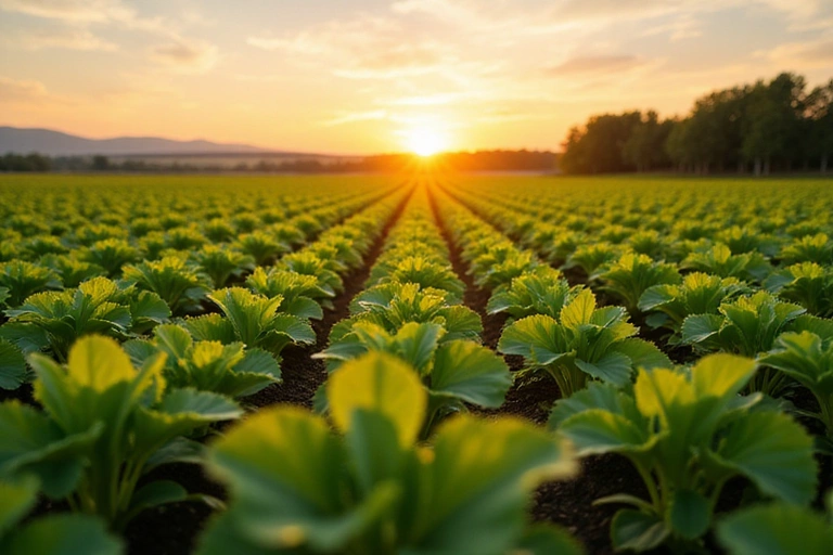 Organic farm with healthy plants